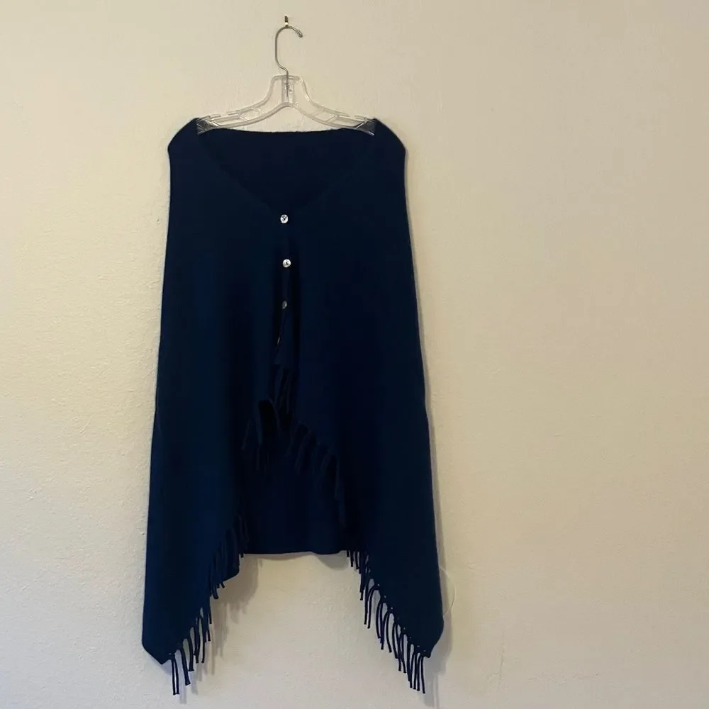 J. McLaughlin Blue Sweater Poncho Shawl